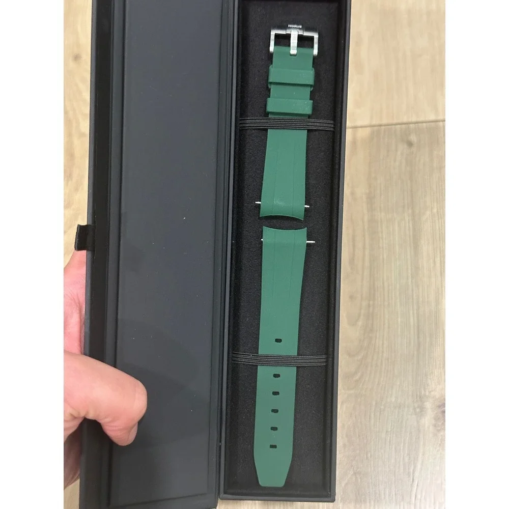 Horus Green Rubber Watch Strap Silver Buckle for Rolex Audemars Piguet Panerai